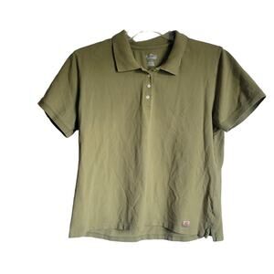 Preppy Women Polo Top Size XXL Short Sleeve Cotton Blend Green Tea Color Classic
